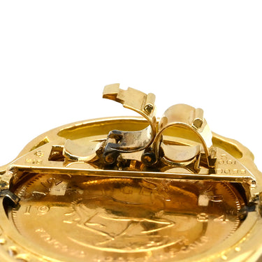 ノンブランド NON BRAND クルーガーランド金貨 ループタイ留め具 イエローゴールド K18YG K24YG サファイア ダイヤモンド アクセサリー