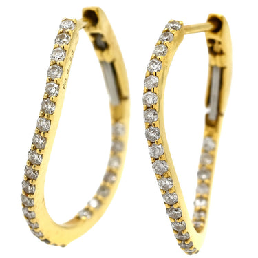 ノンブランド NON BRAND ダイヤ フープピアス イエローゴールド K18YG ダイヤモンド ピアス