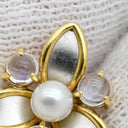 ノンブランド NON BRAND コンビピアス フラワーモチーフ イエローゴールドXプラチナシルバー K18YG Pt850 色石 ピアス