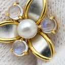 ノンブランド NON BRAND コンビピアス フラワーモチーフ イエローゴールドXプラチナシルバー K18YG Pt850 色石 ピアス