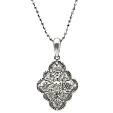 ノンブランド NON BRAND ダイヤペンダント プラチナシルバー Pt900 ダイヤモンド K18WG(チェーン) ネックレス 9P 9粒