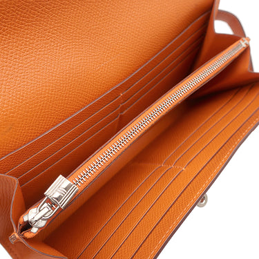 エルメス HERMES ケリーウォレット ロング オレンジ ヴォーエプソン 長財布 シルバー金具