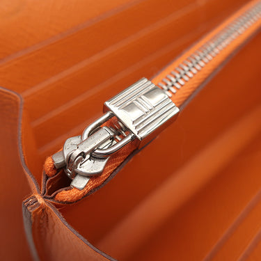 エルメス HERMES ケリーウォレット ロング オレンジ ヴォーエプソン 長財布 シルバー金具