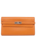 エルメス HERMES ケリーウォレット ロング オレンジ ヴォーエプソン 長財布 シルバー金具
