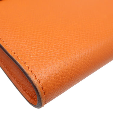 エルメス HERMES ケリーウォレット ロング オレンジ ヴォーエプソン 長財布 シルバー金具