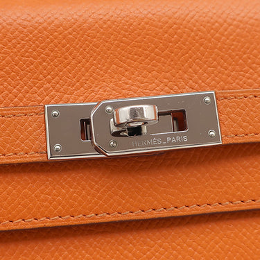 エルメス HERMES ケリーウォレット ロング オレンジ ヴォーエプソン 長財布 シルバー金具