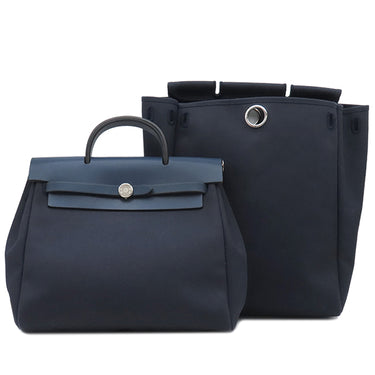 エルメス HERMES エールバッグ アドPM ネイビー トワルオフィシエ ヴァッシュハンター 2WAYバッグ シルバー金具 紺 リュック