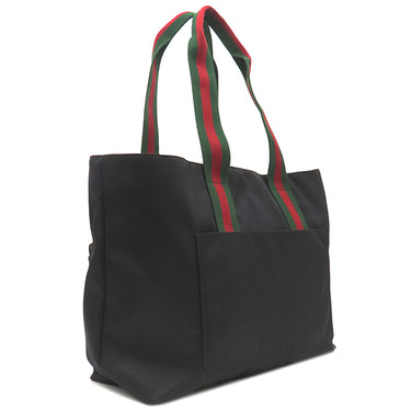 グッチ GUCCI ロゴ ラージ 802172 ブラック ナイロン トートバッグ シルバー金具 ショルダー 肩掛け 旅行バッグ