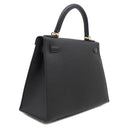 エルメス HERMES ケリー28 外縫い ブラック ヴォーエプソン 2WAYバッグ ゴールド金具 黒 ショルダー