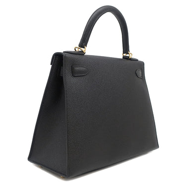 エルメス HERMES ケリー28 外縫い ブラック ヴォーエプソン 2WAYバッグ ゴールド金具 黒 ショルダー