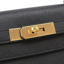 エルメス HERMES ケリー28 外縫い ブラック ヴォーエプソン 2WAYバッグ ゴールド金具 黒 ショルダー