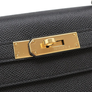 エルメス HERMES ケリー28 外縫い ブラック ヴォーエプソン 2WAYバッグ ゴールド金具 黒 ショルダー