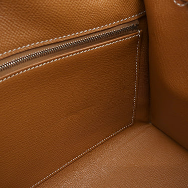 エルメス HERMES ケリー28 外縫い ゴールド ヴォーエプソン 2WAYバッグ シルバー金具 茶 ショルダー