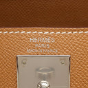 エルメス HERMES ケリー28 外縫い ゴールド ヴォーエプソン 2WAYバッグ シルバー金具 茶 ショルダー