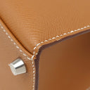 エルメス HERMES ケリー28 外縫い ゴールド ヴォーエプソン 2WAYバッグ シルバー金具 茶 ショルダー