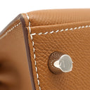 エルメス HERMES ケリー28 外縫い ゴールド ヴォーエプソン 2WAYバッグ シルバー金具 茶 ショルダー