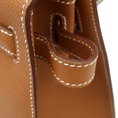 エルメス HERMES ケリー28 外縫い ゴールド ヴォーエプソン 2WAYバッグ シルバー金具 茶 ショルダー