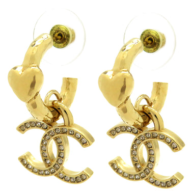 シャネル CHANEL ココマーク フープピアス ゴールド GP ラインストーン ピアス CCマーク