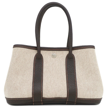 エルメス HERMES ガーデンパーティー TTPM ベージュ×ブラウン トワルアッシュ レザー トートバッグ シルバー金具 トワルH