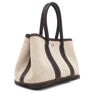 エルメス HERMES ガーデンパーティー TTPM ベージュ×ブラウン トワルアッシュ レザー トートバッグ シルバー金具 トワルH