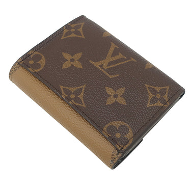 ルイヴィトン LOUIS VUITTON ポルトフォイユ ゾエ M80725 モノグラムリバース モノグラムキャンバス モノグラムリバース キャンバス 三つ折り財布 ゴールド金具 茶 コンパクトウォレット