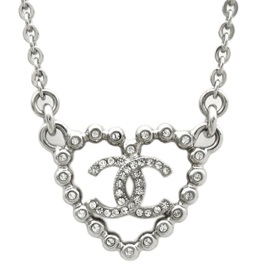 シャネル CHANEL ココマーク ハート ABF459 シルバー メタル ストラス ネックレス