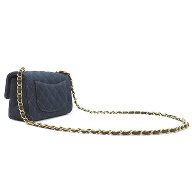 シャネル CHANEL マトラッセ20 ネイビー デニム ショルダーバッグ ゴールド金具 紺 チェーンショルダー