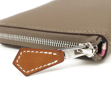 エルメス HERMES アザップ シルクイン コンパクト エトゥープ ヴォーエプソン コインケース シルバー金具 新品 未使用 グレージュ ラウンドファスナー