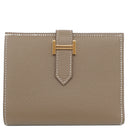 エルメス HERMES ベアンコンパクト エトゥープ ヴォーエプソン 二つ折り財布 ゴールド金具 グレージュ