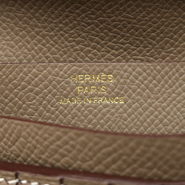 エルメス HERMES ベアンコンパクト エトゥープ ヴォーエプソン 二つ折り財布 ゴールド金具 グレージュ