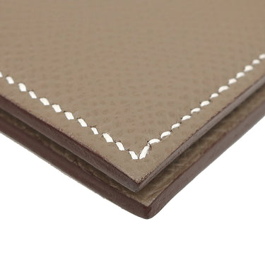 エルメス HERMES ベアンコンパクト エトゥープ ヴォーエプソン 二つ折り財布 ゴールド金具 グレージュ