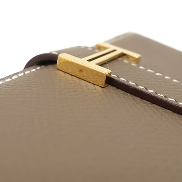 エルメス HERMES ベアンコンパクト エトゥープ ヴォーエプソン 二つ折り財布 ゴールド金具 グレージュ