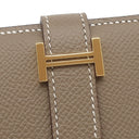 エルメス HERMES ベアンコンパクト エトゥープ ヴォーエプソン 二つ折り財布 ゴールド金具 グレージュ