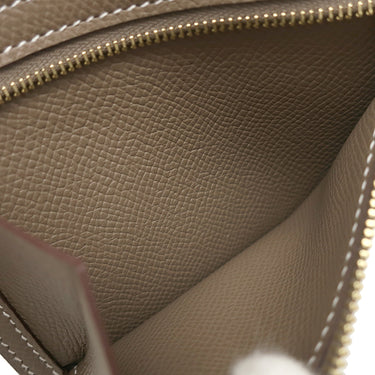エルメス HERMES ベアンコンパクト エトゥープ ヴォーエプソン 二つ折り財布 ゴールド金具 グレージュ