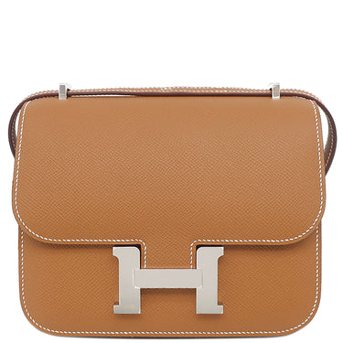 エルメス HERMES コンスタンス3 ミニ ミロワール ゴールド ヴォーエプソン ショルダーバッグ シルバー金具 新品 未使用 茶