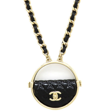 シャネル CHANEL ココマーク マトラッセ AB9852  ブラック×ゴールド GP レザー ネックレス ゴールド金具 バッグモチーフ