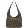 フェンディ FENDI ズッカ ブラウン×ダークブラウン キャンバス レザー ショルダーバッグ ゴールド金具 茶 FF 肩掛け