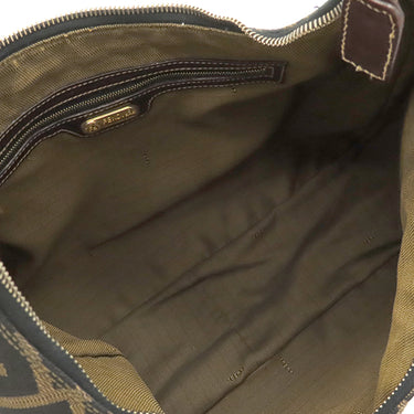 フェンディ FENDI ズッカ ブラウン×ダークブラウン キャンバス レザー ショルダーバッグ ゴールド金具 茶 FF 肩掛け