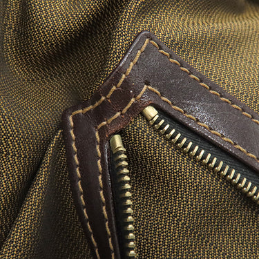 フェンディ FENDI ズッカ ブラウン×ダークブラウン キャンバス レザー ショルダーバッグ ゴールド金具 茶 FF 肩掛け