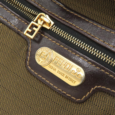 フェンディ FENDI ズッカ ブラウン×ダークブラウン キャンバス レザー ショルダーバッグ ゴールド金具 茶 FF 肩掛け