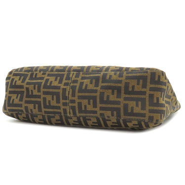フェンディ FENDI ズッカ ブラウン×ダークブラウン キャンバス レザー ショルダーバッグ ゴールド金具 茶 FF 肩掛け