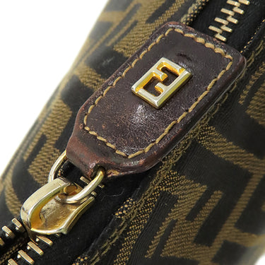 フェンディ FENDI ズッカ ブラウン×ダークブラウン キャンバス レザー ショルダーバッグ ゴールド金具 茶 FF 肩掛け