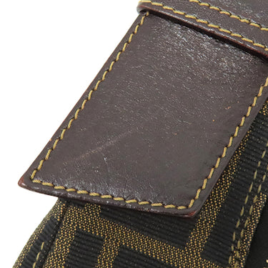 フェンディ FENDI ズッカ ブラウン×ダークブラウン キャンバス レザー ショルダーバッグ ゴールド金具 茶 FF 肩掛け