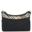 バーバリー BURBERRY ノバチェック ベージュ×ブラック キャンバス レザー ショルダーバッグ シルバー金具 黒