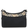 バーバリー BURBERRY ノバチェック ベージュ×ブラック キャンバス レザー ショルダーバッグ シルバー金具 黒