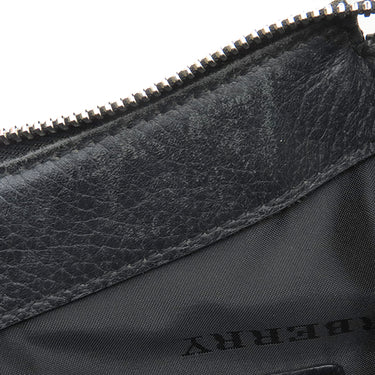 バーバリー BURBERRY ノバチェック ベージュ×ブラック キャンバス レザー ショルダーバッグ シルバー金具 黒