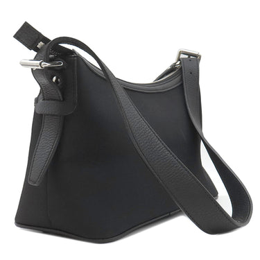 バーバリー BURBERRY ノバチェック ベージュ×ブラック キャンバス レザー ショルダーバッグ シルバー金具 黒