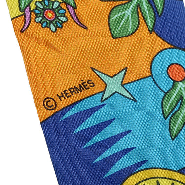 エルメス HERMES ツイリー オレンジヴィフ×ジョーヌヴィフ シルク スカーフ 【LA SOURCE DE PEGASE/ペガサスの源泉】