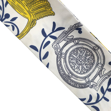 エルメス HERMES ツイリー マリン×ホワイト シルク スカーフ 【ETRIERS REMIX/鎧 リミックス】