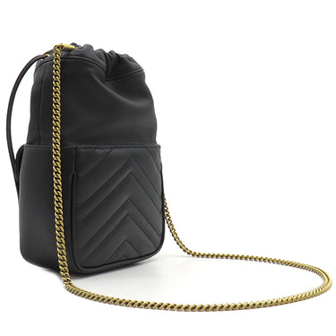 グッチ GUCCI GGマーモント キルティング ミニ バケットバッグ 246433 ブラック レザー ショルダーバッグ ヴィンテージ金具 黒 チェーンショルダー